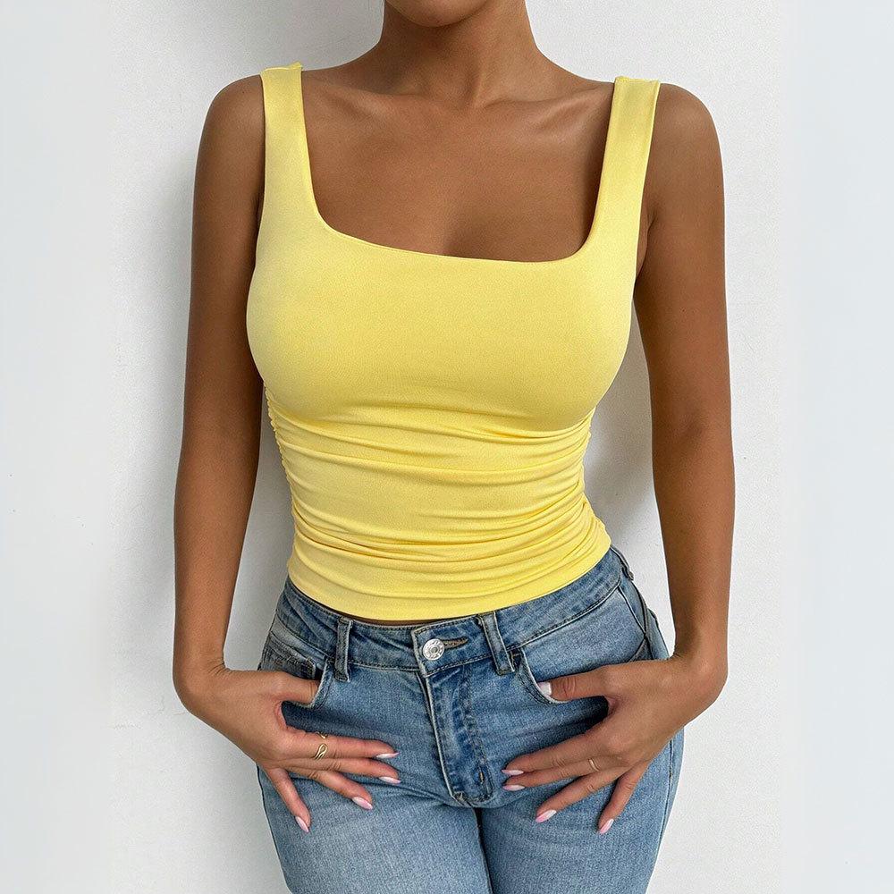 2026 Spring and Summer New Basic Women s Clothing Simple Casual Style Camisole Fashion Versatile Top S жёлтый