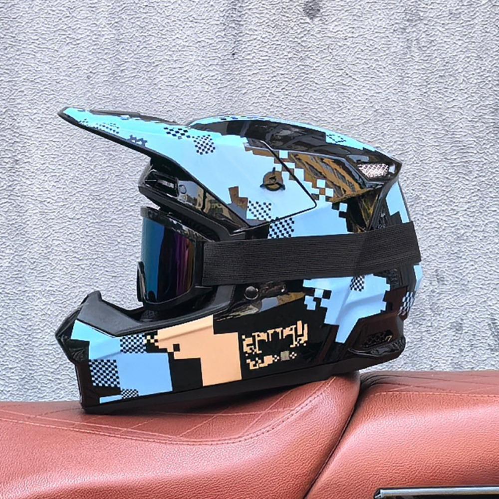 Red and Blue Downhill Helmets Off-road Full Helmets Mountain Bike Riding Safety Helmets Men's and Women's Cycling Forest Helmets