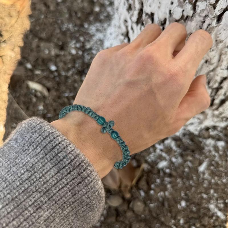 Verstellbares griechisch-orthodoxes Armband, christliches Gebetsarmband, handgewebt, Unisex-Armband, religiöses Handketten-Ornament