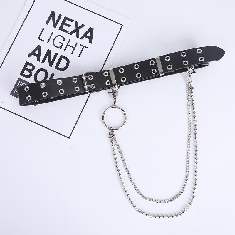 Chic Women's Double Eyelet Belt - European & American Fashion, Korean Style, Elegant All-Match Accessory