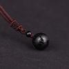 Men's and Women's Round 16mm Natural Gold Obsidian and Black Agate Pendant Necklace.