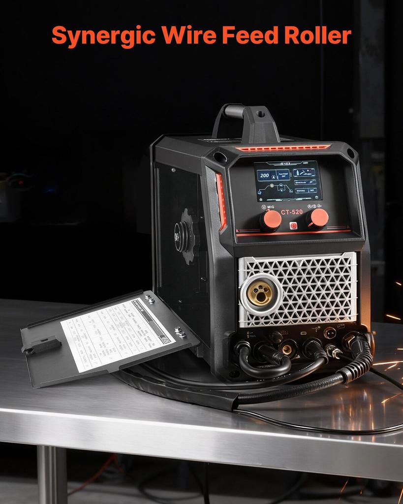 5-in-1 Plasma Cutter Welder Combo - CUT/TIG/Gas MIG/Flux MIG/MMA, 50A Non-Contact Plasma Cutting Machine & 200A Synergic Welder, 220V Aluminum Pulse