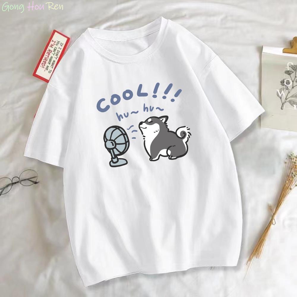 

Cartoon Fan Dog Couple T-Shirt Matching Funny Graphic Tee Kawaii Summer Short Sleeve O-Neck Top Cute Couples Gift Unisex Casual S