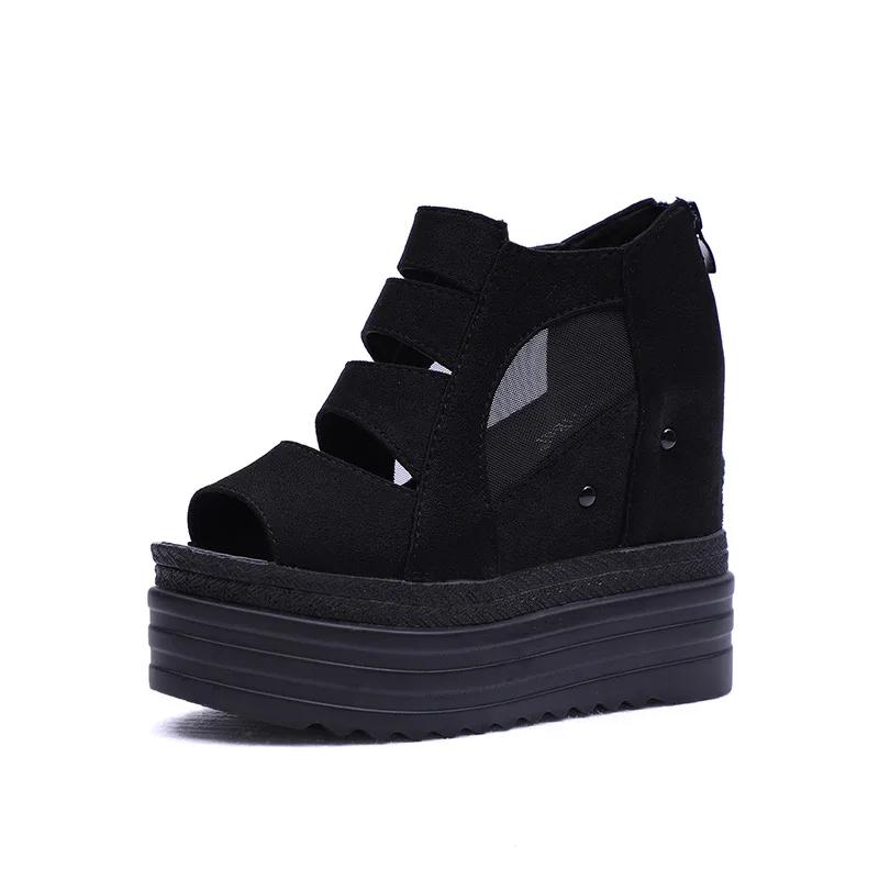 2025 Summer Wedding Banquet Ladies High Heel Thick Sole 12cm Cool Boots Muffin Bottom Fish Mouth Shoes