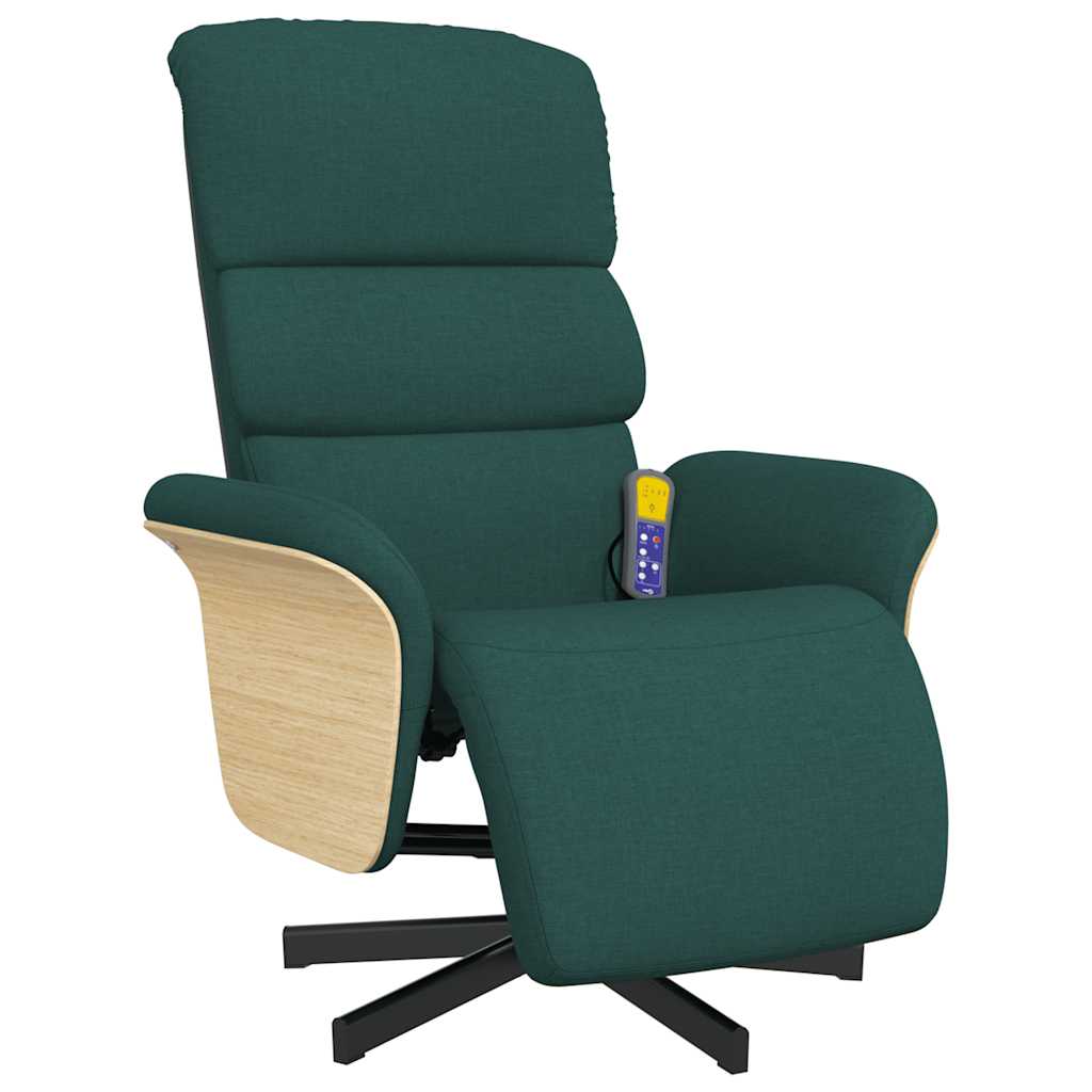 Massage Chair with Footrest Dark Green Fabric