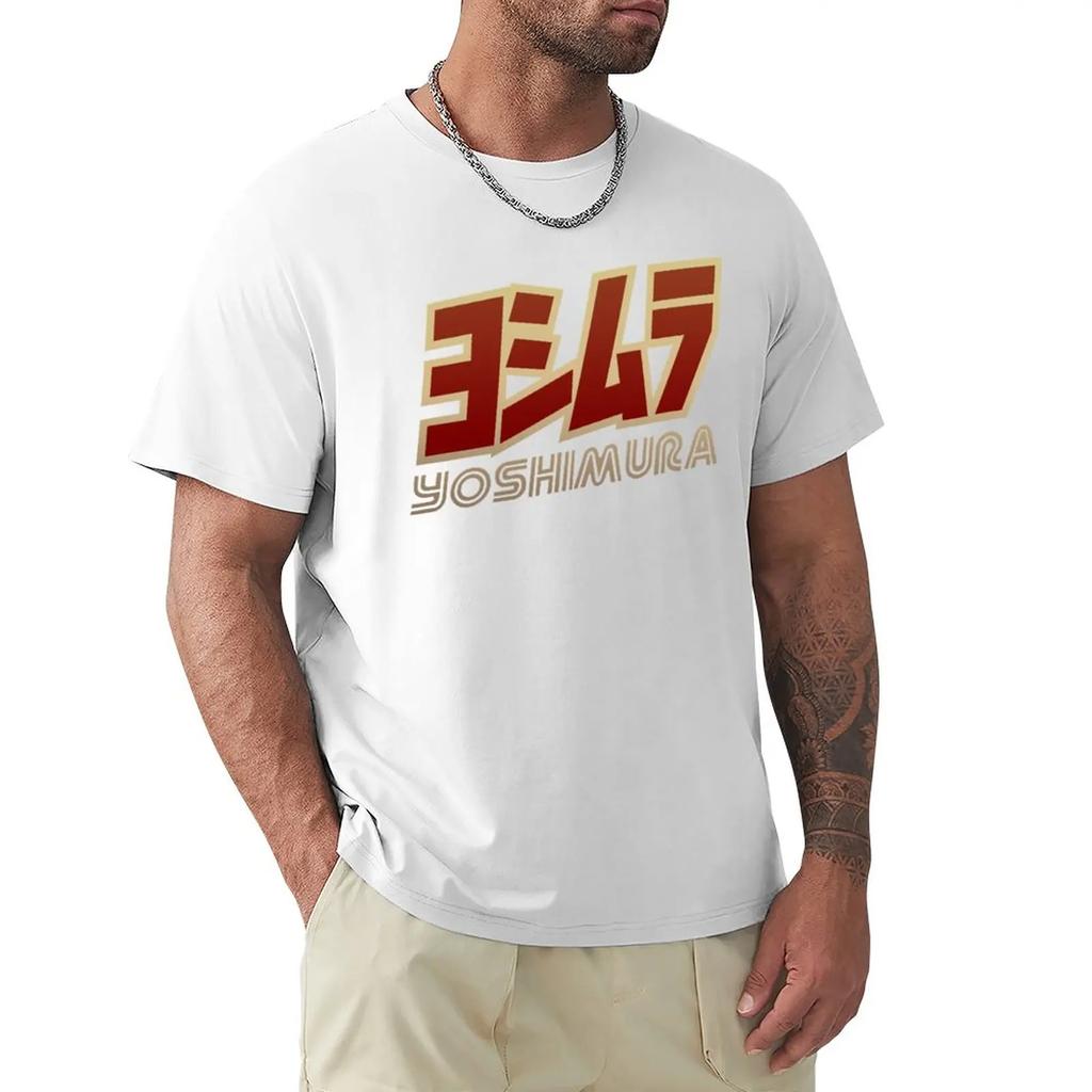 Mode Yoshimura T-Shirt Kurz Anime Kleidung Übergroßes T-Shirt Schwergewicht Kurzarm Herren Harajuku Grafik-Tees Anime Kleidung