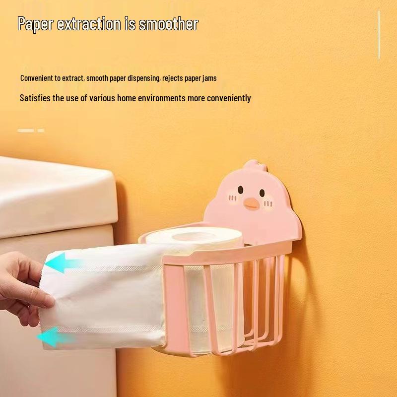 Punch-Free Wall-Mount Cute Cartoon Duck Tissue Box Organizer