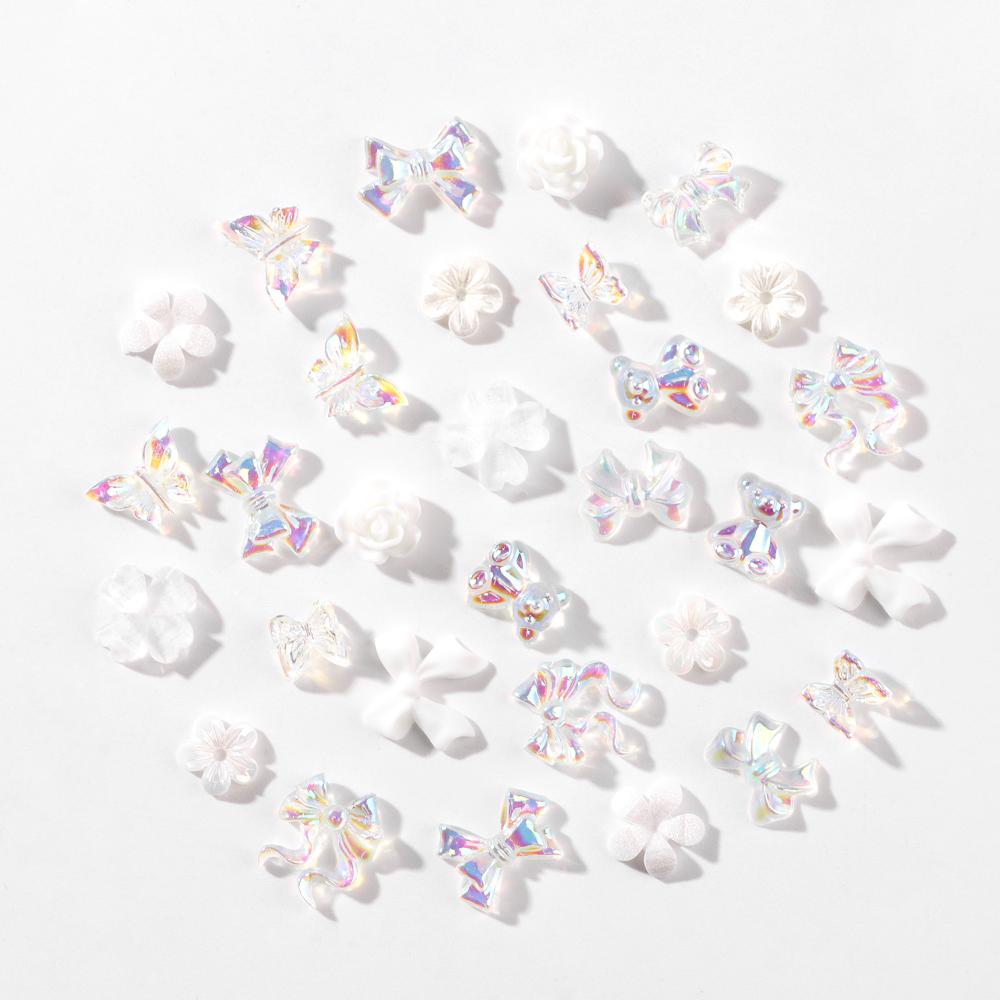 

Accessories Jelly Bear Shape Multi Shaped Nail Art Rhinestones Kit White Flower Nail Art Charms