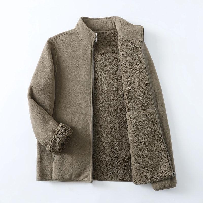 Coat for Women Fleece Thickened Plush Autumn Winter Double Layer Windbreaker Oversize Casual Zipper Jacket