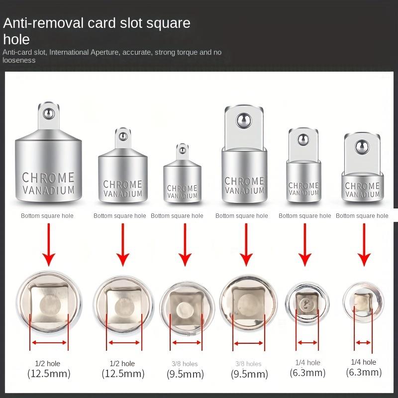 6 Stück Stecknussadapter Ratsche Adapter 1/2 Großer Fliegenantrieb 3/8 Mittlerer Fliegenantrieb 1/4 Kleiner Fliegenantrieb CR-V Chrom-Vanadium-Stahl