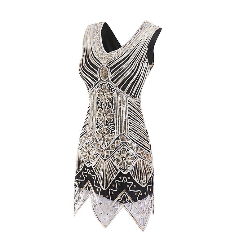High-end explosive sequin hand-woven dress retro sequin dress physical picture