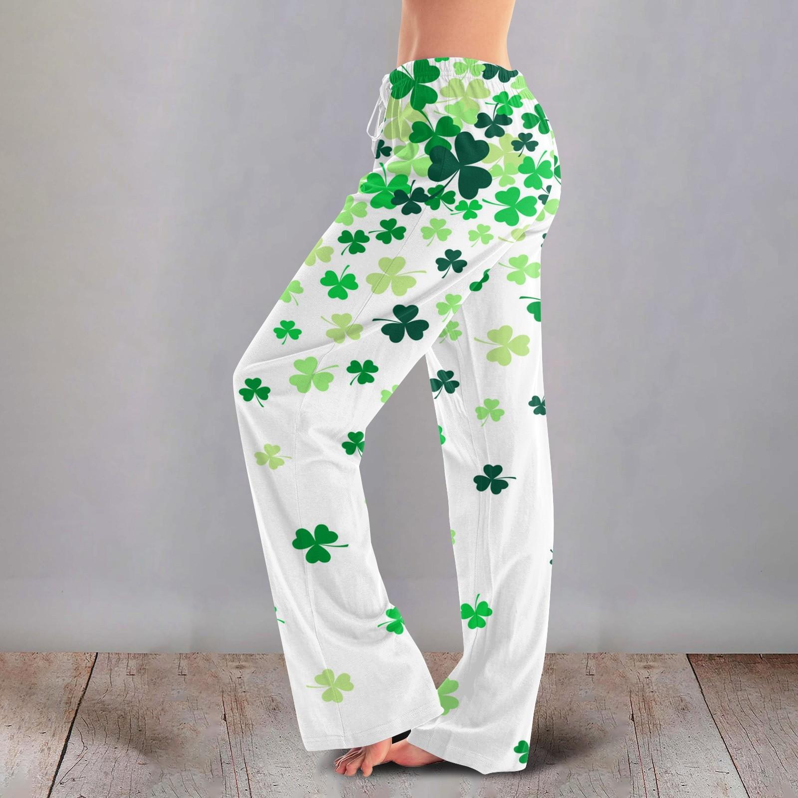 

Женские повседневные прямые брюки с принтом повседневные длинные брюки XL белый