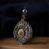 Collier pendentif Lotus Bouddhisme Tibétain pour Femmes Mewn Vintage 12 Signes du Zodiaque Collier Amulette Feng Shui Chinois Bijoux Bagua Cadeau