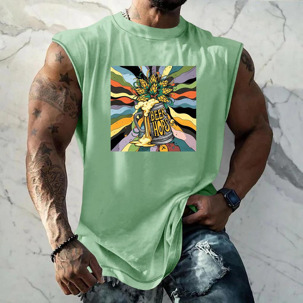 Men Sleeveless Tank Top Loose Fit Casual Streetwear Summer Beach Holiday Daily Wear Printed Graphic Muscle Shirt