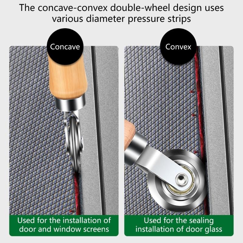Double Head Spline Roller Tool Set With Nylon Wheel Rubber Strips For Aluminum Frame Screen Door Window Maintenance