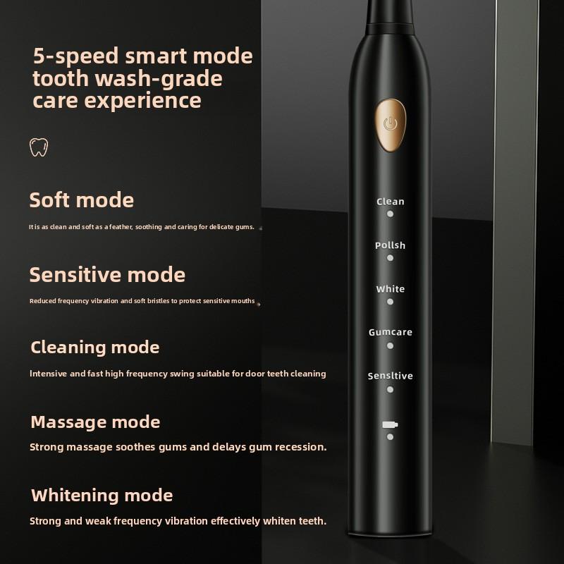 Elektrische Zahnbürste, Wiederaufladbare Schallzahnbürste für Erwachsene, automatisch, weichborstig, wasserdicht, Paarzahnbürste
