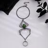 Halloween Exaggerated Spider Jewelry Set: Necklace, Earrings, Ring, Bracelet with Retro Emerald Accents