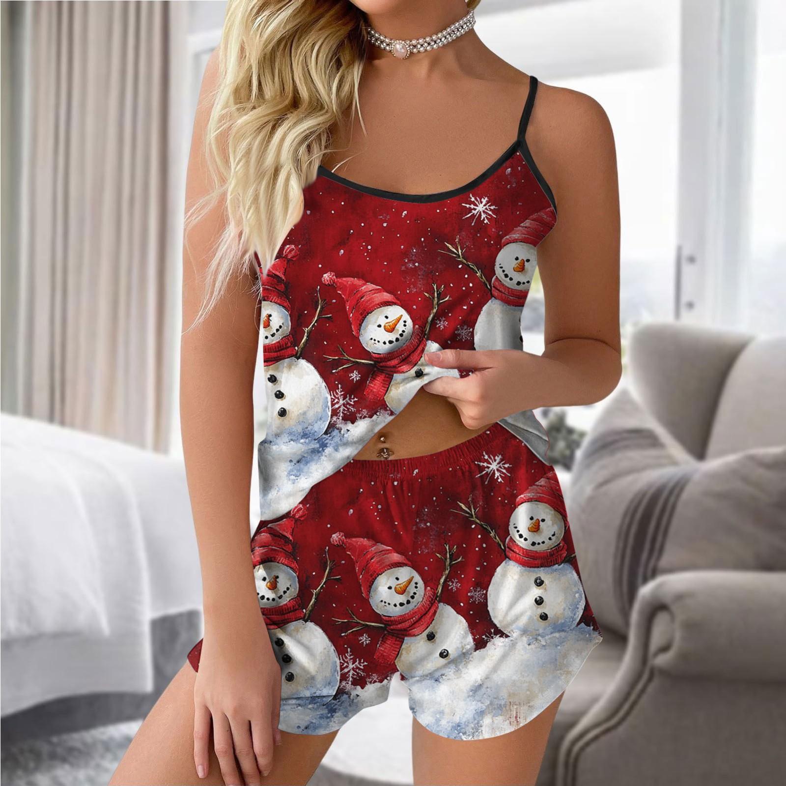 Женский модный рождественский комплект с принтом без рукавов — фото 11