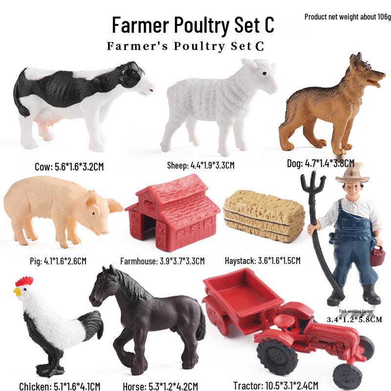 Farm Animal Simulation Toy Set: Chicken, Duck, Goose, Boar, Horse, Cow - Educational Gift for Children, Cognitive Ornament