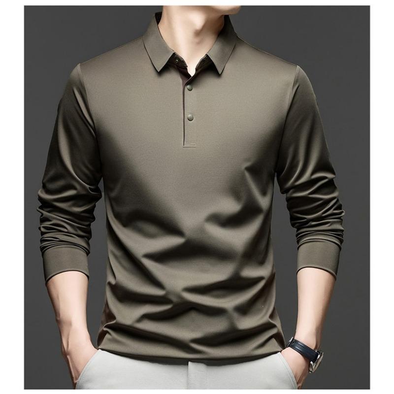 Men S Long Sleeve Thin Polo Shirt Casual Anti Wrinkle Spring Autumn