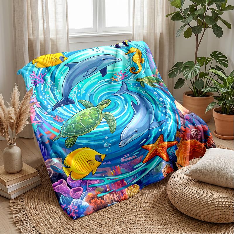 Ocean Life Adventure 38 Theme blanket Lightweight Warm Flannel Blanket Decorative Throw Blanket for Home Decoration