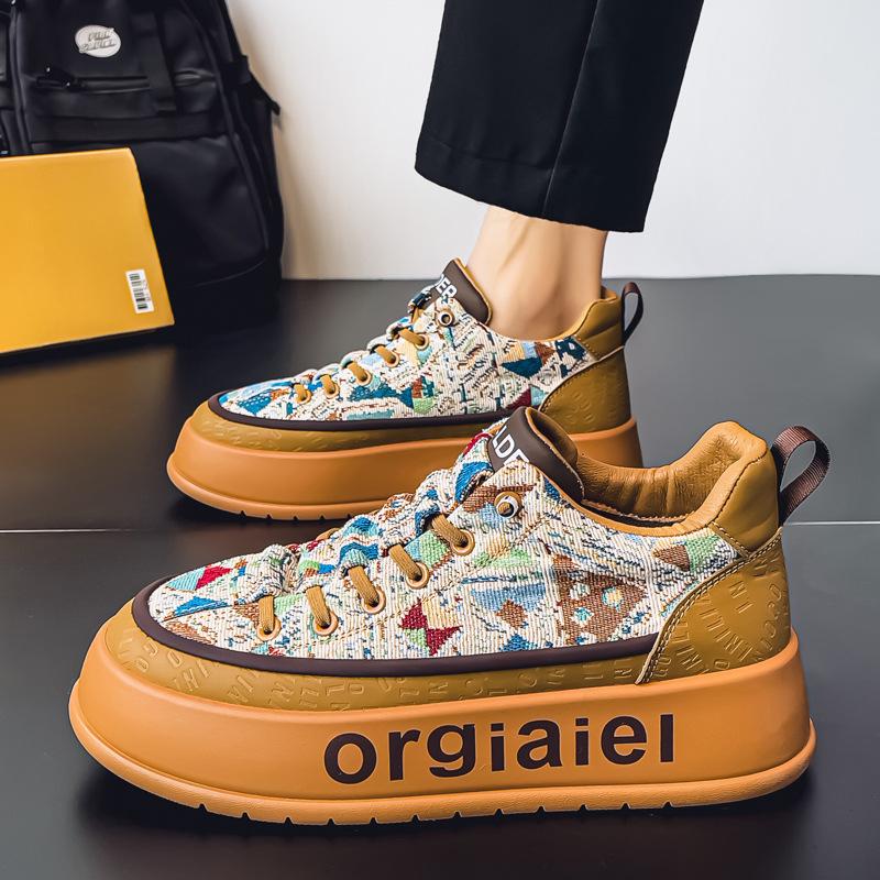 

Весенняя парусиновая обувь 2025 новая дышащая спортивная мужская обувь мужская обувь на платформе для увеличения роста повседневная обувь для папы мужская 44