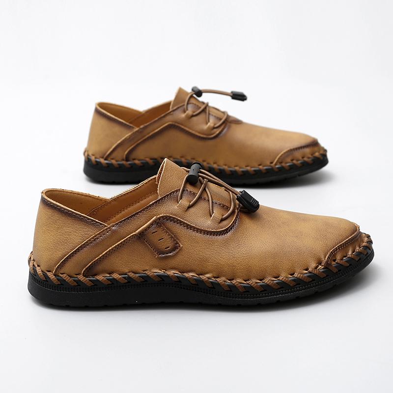 Herr Blå Mockasiner Vandringsskor Slip-on Handgjorda Körskor Casual Läder Breda Utomhusskor Större Storlekar
