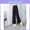 Black Wide Leg Pants With High Waist And Elastic Pockets For Casual Wear