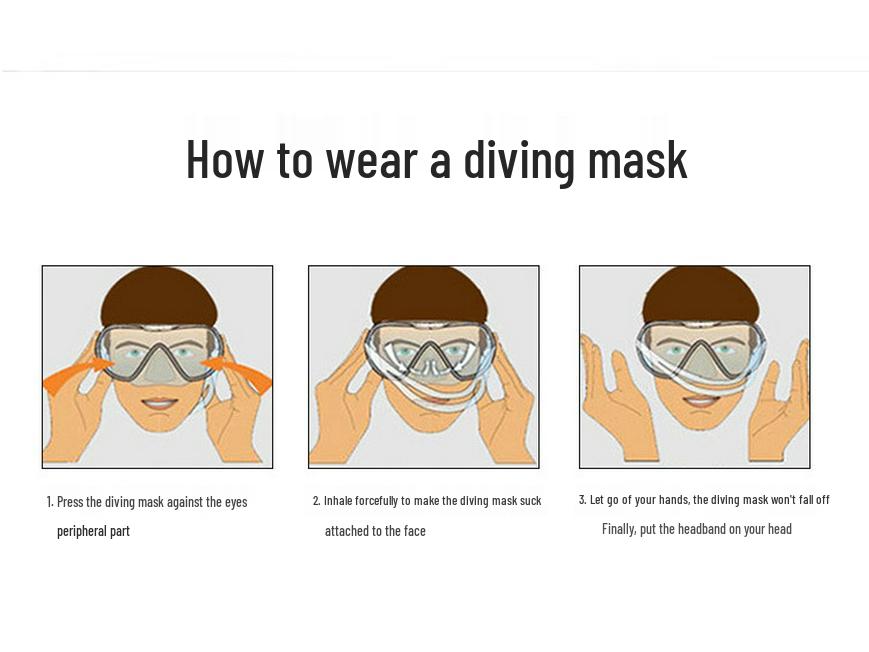 Large Frame Anti-Fog Diving Mask with Tempered Glass and Nose Clip for Adults