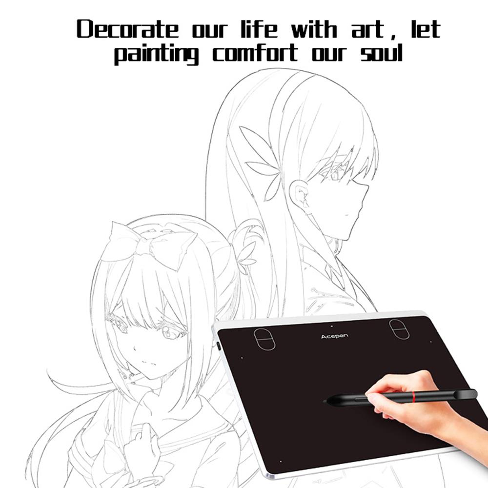 

ACEPEN AP604 Digital Graphic Drawing Tablet Ultra Thin Aluminum Case Board with 8192 Levels Pressure Battery-free Passive Stylus Type A