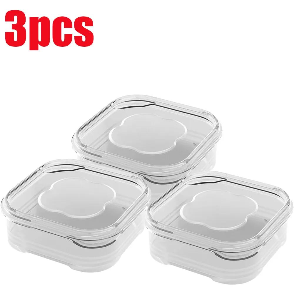 3Pcs Plastic Refrigerator Storage Box Transparent Freeze Meat Vegetable Fresh-Keeping Storage Container With Lid For Kitchen