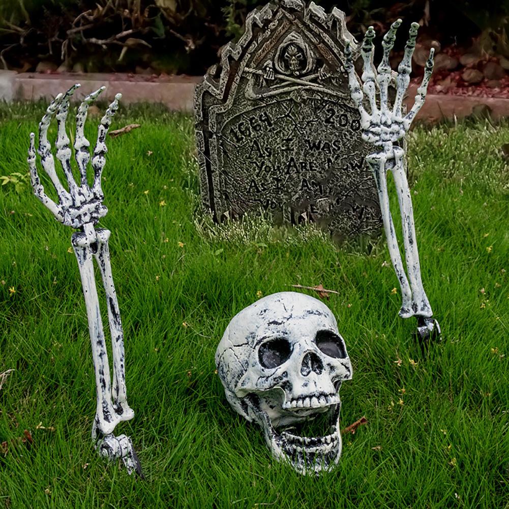 

Halloween Skeleton Hand Ground Stake Foldable Skull Hand Bone Prop Cemetery Skeleton Yard Decoration