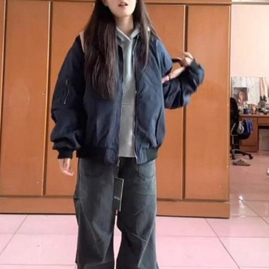 

2025 Early Autumn Women s Retro Casual Loose Bomber Jacket Top Default Option