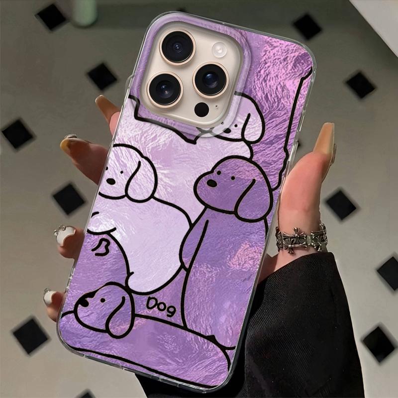 Couple Funny Dog Line Phone Case For Apple iphone 16 15 14 13 Pro Max 16e 16plus 12 7 8 Plus XR Shockproof Silicone Funda Cover