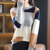 Spring Autumn Women's Crew Neck Color Block Sweater Long Sleeve Pullover Sweater Sweater Sweater Tops Jumper