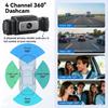 WIFI Dash Cam 4 Channel 360° Car Camera Black Box Front Left Right Rear View Car DVR Video Recorder G-Sensor 24H Parking Monitor