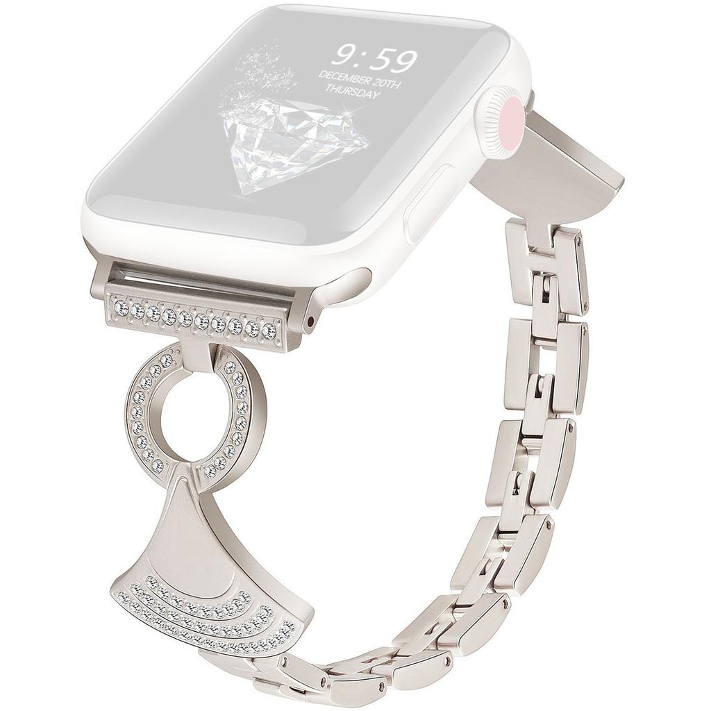 Stainless Strap for Apple Watch Series 11 10 42mm/9 8 7 41mm/SE3 SE2 SE 6 5 4 40mm/3 2 1 38mm Shell Shape Rhinestone Decor Watch Band