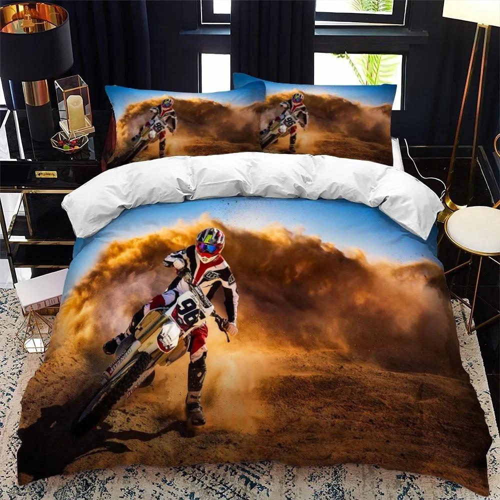 

Three-Dimensional Print Pattern Motorcycle Rider Bed Ensemble Full Size Single Size King Dimension Quilt Cover Comforter Pillowcase Boys Girls Adults EU Single 135x200cm