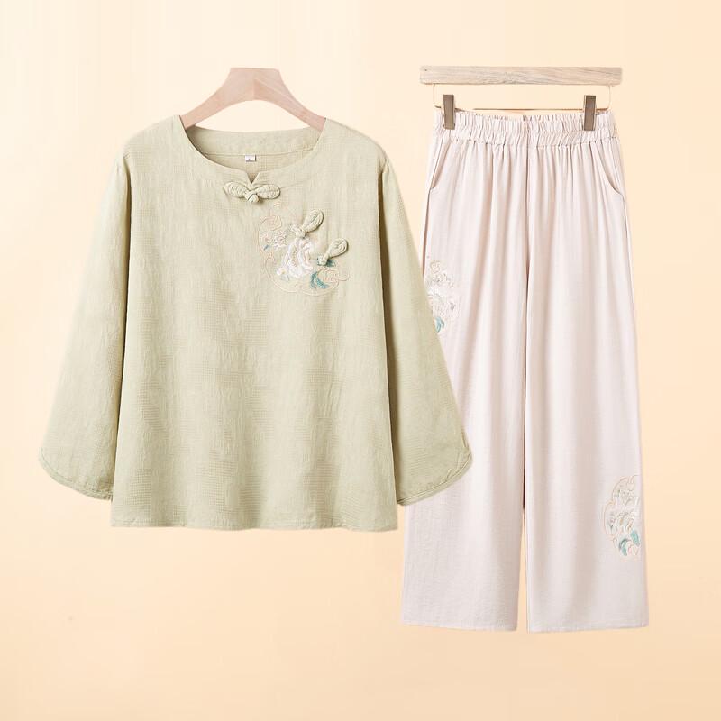 New Chinese Style Embroidered Two-Piece Set for Mid-Aged Women