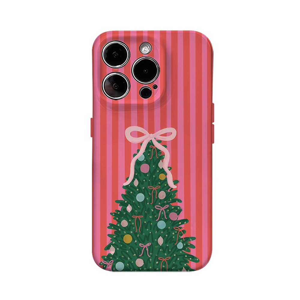 

Red Striped Christmas Tree Phone Case for IPhone 16 15 14 13 12 11 X XS XR XSMAX 7 8 Pro Max Plus Double-layer Back Cover IPHONEXSMAX