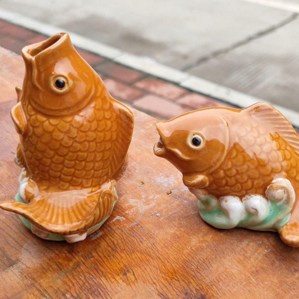 Wear Resistant Fountain Nozzle Sprinkler Multicolor Ceramic Carp Fish Statue Yard Decoration