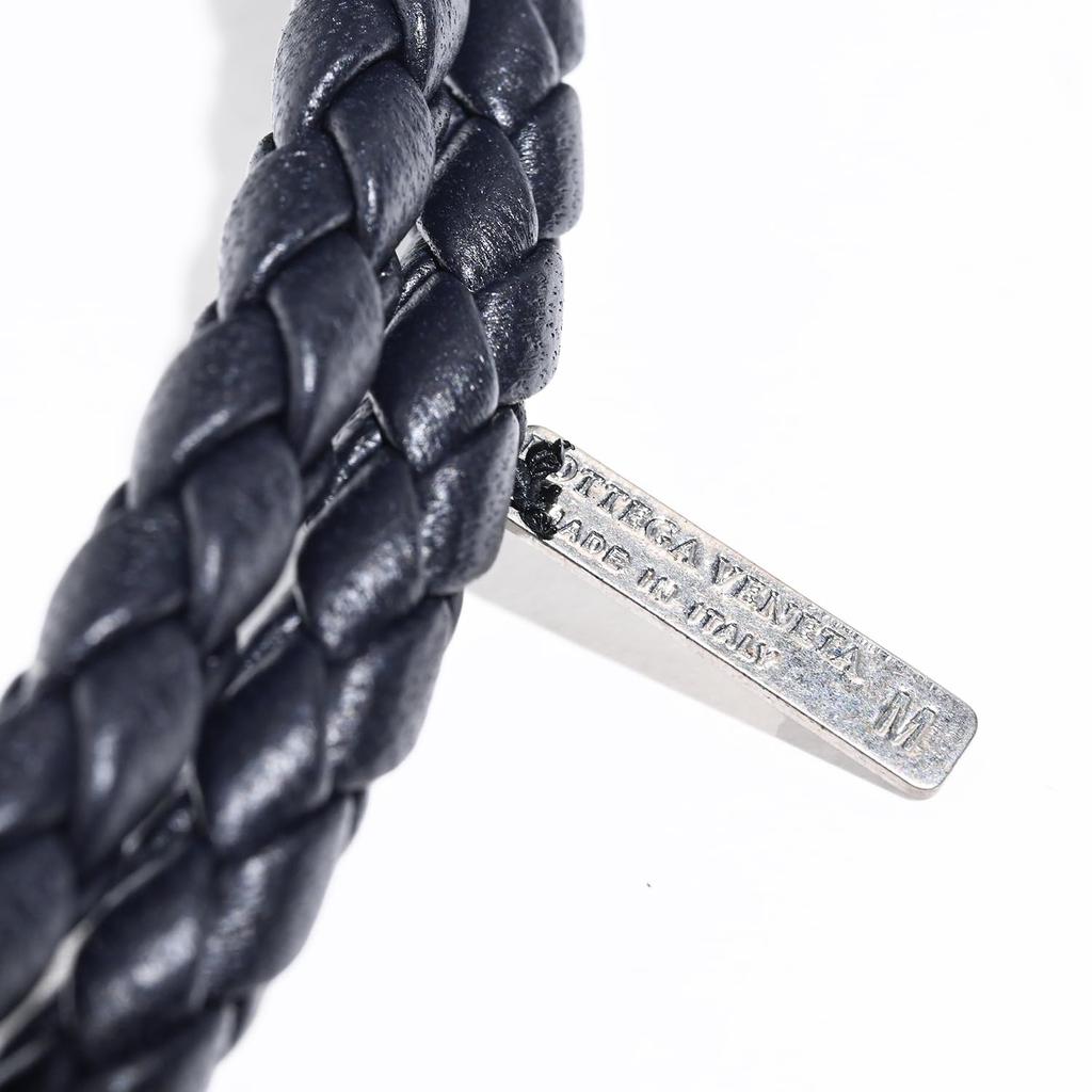 Bottega Veneta Intrecciato Leather Size for Men and 113546 V3UN1 Made in Genuine Leather Bracelet, M, Navy, Women, 4039, Italy, [Used]