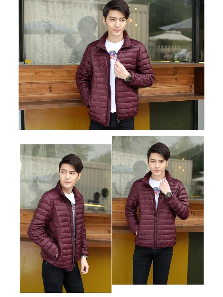 Men's Lightweight Down Jacket, Stand Collar, Slim Fit, Plus Size, Autumn/Winter Collection, Casual Short Coat