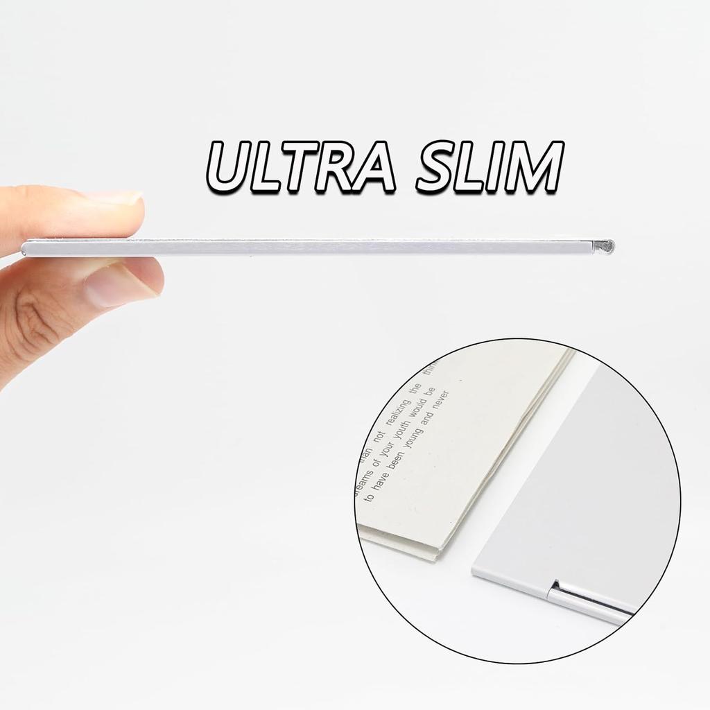 Portable Folding Mirror 4.5x3 Inch Ultra-Slim Aluminum Shell Compact Mirror for Travel Daily Work Business