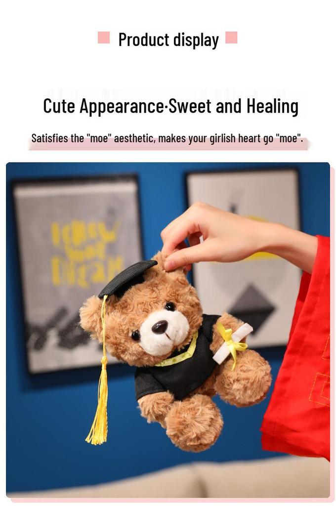Graduation Teddy Bear with Doctor's Hat - Customizable Claw Machine Gift Doll