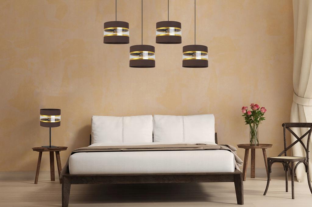 Nachttischlampe, eleganter goldener Lampenschirm, 20 cm