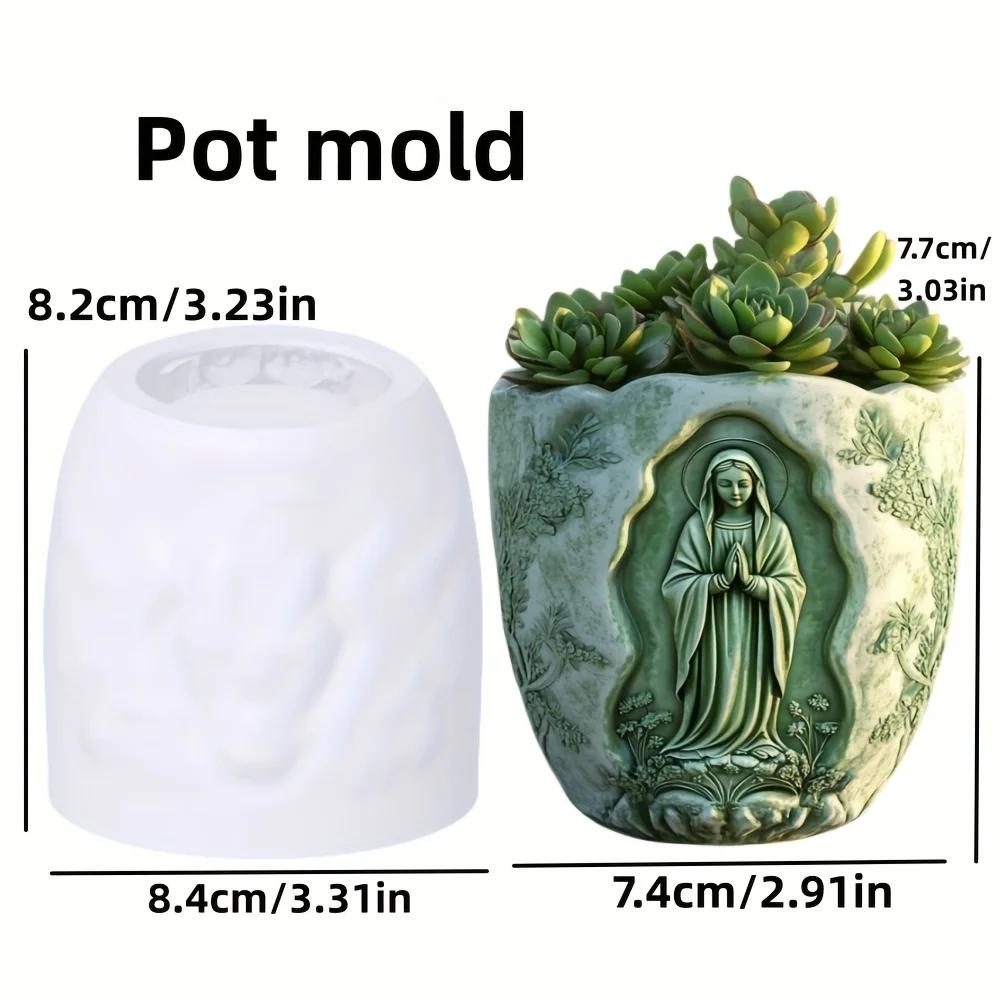 DIY úleva bohyně vítězství kruhový květináč pryskyřice silikonová forma úleva boha vítězství úložný box sádrové formy