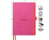 Rhodia Rhodiarama Goal 240 Dotted Italian Leather Fuchsia Pink Book, A5, Pages, Grid, Cover, (CF117809)