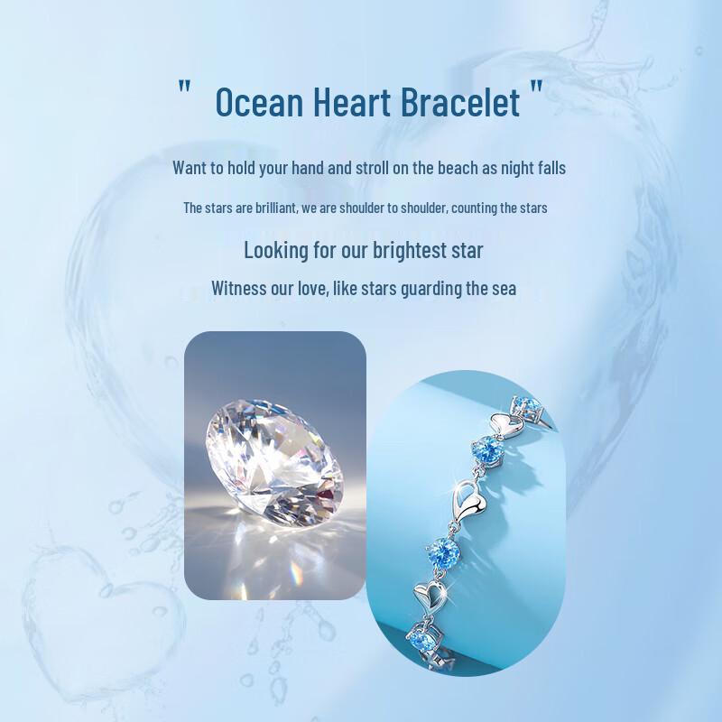 ALLOVE Ocean Heart Sterling Silver Bracelet for Women