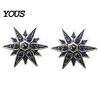 Shirt Collar Button 1/2Pcs Double-Layered Eight-Pointed Star Lapel Pin with Rhinestones, Thickened Alloy Star-shaped Brooch Safety Buckle